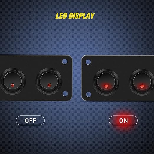 Nilight 5 Gang 3 Pin Rocker Switch Panel Waterproof On Off 12V Red Toggle for Cars Trucks Boats