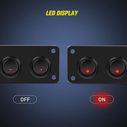 Nilight 5 Gang 3 Pin Rocker Switch Panel Waterproof On Off 12V Red Toggle for Cars Trucks Boats