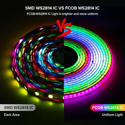 BTF-LIGHTING FCOB COB LED Strip Light IP66, WS2814 Smart IC RGBW 4000K Color Chasing Light, UL Listed DC24V 24FT 784LEDs/m High Density 10mm Width for Home Party DIY Decor(No Adapter or Controller)
