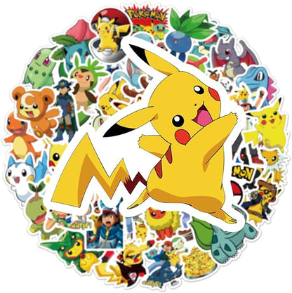 50pcs Cute Cartoon Pokémon Pet Monster Stickers for Teens Adult, Waterproof Vinyl Cute Cartoon Decal for Water Bottle Skateboard Guitar Travel Case Bike Laptop,Car Bumper,Luggage,Phone (POK50)