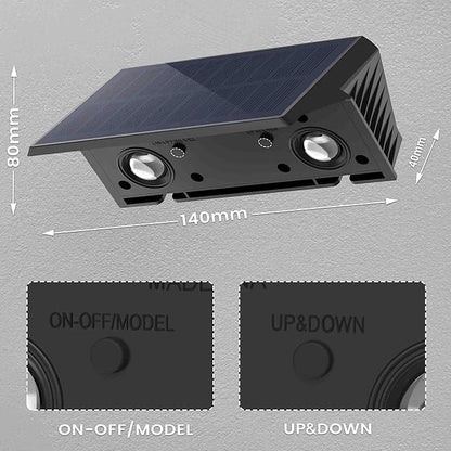 Fence Lights Solar Powered, 8-Pack Solar Fence Lights Up/Down Flexible Buttons, IP67 Waterproof for Outdoor, 100LM Bright, Auto Dusk to Dawn for Wall/Stairs/Yard/Railing/Deck/Pathway (Warm White)