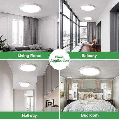 15.8 Inch Dimmable LED Flush Mount Ceiling Light, 32W, 3480LM, 3000K/3700K/4000K/5000K/6000K, Round Flat Panel Low Profile Ceiling Light Fitures for Hallway, Kitchen, Bedroom, 1PK White
