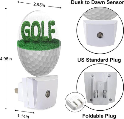 Golf Ball Night Light Half Golf Ball with Grass Golf Course Grassland Night Lights Plug into Wall with Dusk to Dawn Sensor for Boys Men Room Decor & Golfer Gifts