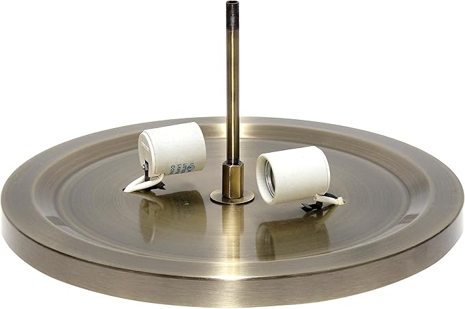 Elegant Designs FM1000-ABS-2PK Elipse Crystal 13 Inch Modern Metal 2 Light Bowl Shaped Ceiling Flush Mount Fixture 2 Pack, Antique Brass