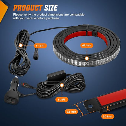Nilight 48 Inch Truck Tailgate Strobe Light Strip Tail Emergency Bar Rear Window Warning Lamp Ultra-Bright Double Row 288 LED for Pickup Trailers Construction Vehicles Car SUV, Red Blue