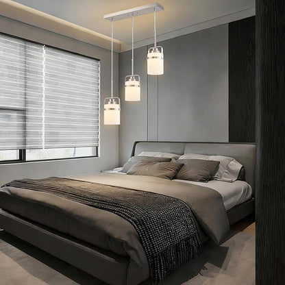 Brushed Nickel 3-Light Pendant Lighting, Adjustable Hanging Light Fixture with Milk Glass Shade, Modern Pendant Light for Kitchen Island Dining Room Bar Over Sink/Table/Counter