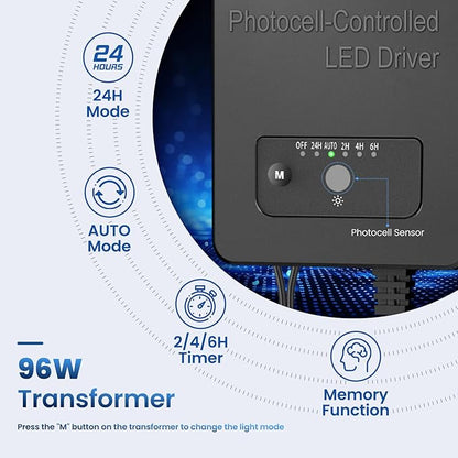 All-in-One Low Voltage Landscape Lighting Kit, 8-Pack Pathway Lights with Transformer Dusk to Dawn Outdoor Lighting 5CCT, IP66 Waterproof Landscape Lights with Connectors for Patio