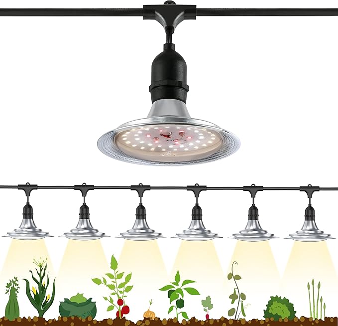 Outdoor Grow Light, Greenhouse String Grow Light, Waterproof Plant Growing Lamps, UL Certified LED Grow Lights for Greenhouse Garden, 21.3FT Full Spectrum Grow Light for Veg Seedling Flower