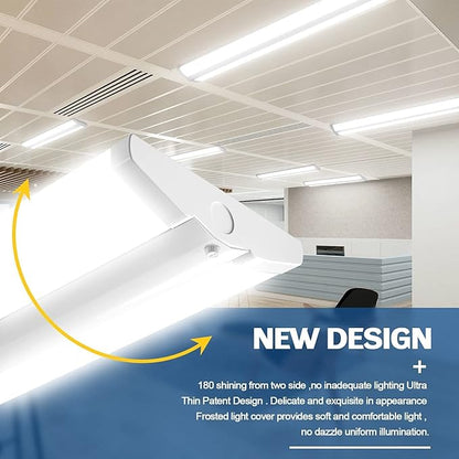 AntLux 4FT LED Wraparound Light Fixture 50W Ultra Slim LED Shop Lights for Garage, No Glare, 5500 Lumens, 4000K Neutral White, 4 Foot Flush Mount Office Ceiling Wrap Light for Workshop Kitchen, 4 Pack