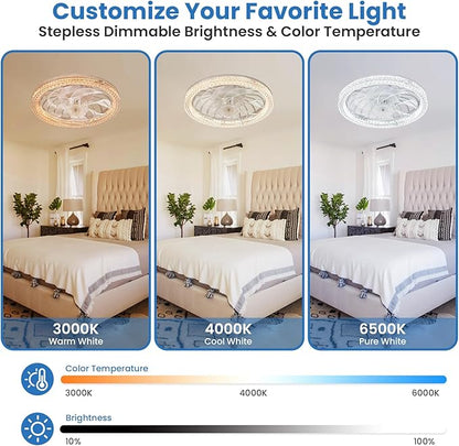 Ceiling Fans with Lights,Socket Fan Light with Remote Control,E26 Dimmable Brightness 3000K-6500K Memory,4 Fan Speeds,2200 Lumens LED Quiet Ceiling Fans Perfect for Small Spaces, Bedroom, Home Offices