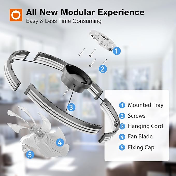 addlon Ceiling Fans with Lights and Remote, 24'' Low Profile Ceiling Fans, 3000-6000K Dimmable Modern Flush Mount LED Fan Light, Fandelier Ceiling Fan for Bedroom, Kitchen, Living Room