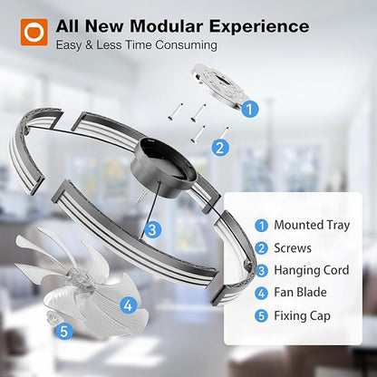 addlon Ceiling Fans with Lights and Remote, 24'' Low Profile Ceiling Fans, 3000-6000K Dimmable Modern Flush Mount LED Fan Light, Fandelier Ceiling Fan for Bedroom, Kitchen, Living Room