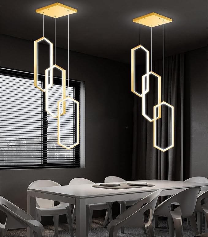3-Rings Dimmable Pendant Lighting Adjust LED Mini Chandelier Ceiling Light Fixtures for Kitchen Island Dining Room Living Room Bedroom Gold