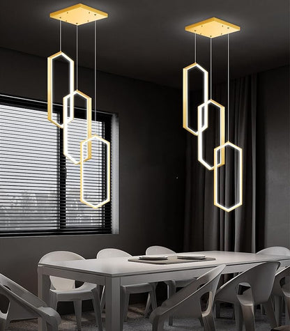 3-Rings Dimmable Pendant Lighting Adjust LED Mini Chandelier Ceiling Light Fixtures for Kitchen Island Dining Room Living Room Bedroom Gold