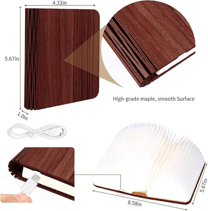 Vergissm Wooden Book Lamp, Upgraded 5 Colors Lumio Book Lamp, Novelty Lighting 360° Book Lamp Light, LED Folding Book Lamp for Bookish Lamp Decor & Book Lovers Gifts, Light Up Book Gifts for Women