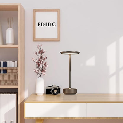 Rechargeable Cordless Table Lamps,Portable 5000mAh LED Table Light, 3 Color Stepless Dimming Battery Powered Metal Table Lamp for Outdoor/Patio/Restaurant/Camping.(Cafe)