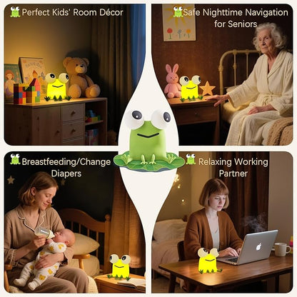 YR YRHH-PET Frog Night Light, Kids Squishy Cute Lamp, Big Eyes Frog Gifts, Rechargeable Dimmable Bedside Nightlight, Silicone LED Funny Light Up Animal for Boy Girls Baby Nursery College Dorm Decor