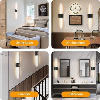 Wall Sconces Set of 2 Battery Operated, 8000mAh USB Rechargeable Wall Sconce with Remote Control, 360°Rotate Dimmable 3000K-6000K LED Dimmable Picture Lamp for Living Room, Bedroom, Hallway (28inch)