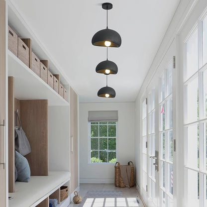 11.8in Wabi Sabi Pendant Light, Kitchen Island Lighting Fixture Ceiling Mount Japanese Lamp Japandi Chandelier for Dining Living Room Hallway Bedroom Restaurant Hanging Lamp, Black 1 Pack