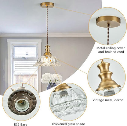 HDDFL Glass Pendant Lights Modern Pendant Lighting Fixtures 11.8 in Brushed Finish Hanging Lamp for Kitchen Island Bedroom Dining Room Coffee Shop Hallway Hotel Living Room