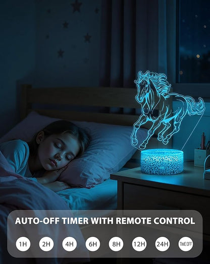 Horse Toys Night Light, Horse Stuff 16 Colors Changing Lamp with Remote Control, Horses Gifts for Girls' Room, Birthday, Holiday and Xmas Day