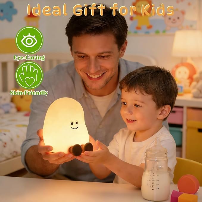 Potato Night Light, Cute Night Lamp for Kids Bedroom, Silicone Night Light with Rechargeable Lamps 3 Brightness Levels, Touch Bedside Lamp with 7 Color Dimming Decor Gift for Toddler Boy Girl (Potato)
