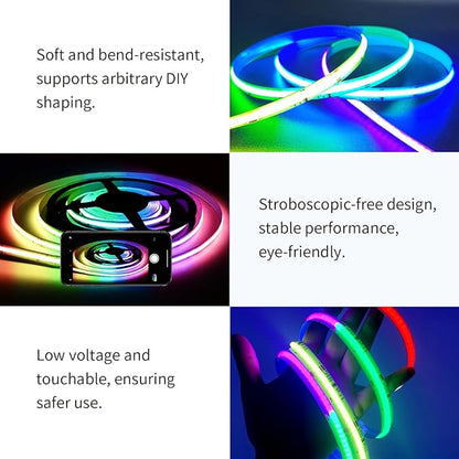 COB RGB Smart IC Strip Lights 40FT UL-Listed 24V Color Flowing Strip Light Multicolor Flexible Tape Lights with APP Control Music Sync for Bedroom Gaming Party Home Decor 2×20FT Rolls