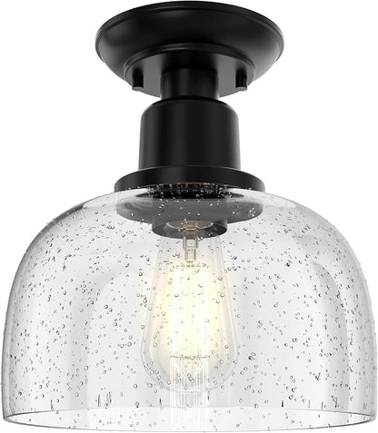 EAPUDUN Semi Flush Mount Ceiling Light, Modern Light Fixture with Seeded Bubble Glass Shade, Oil Rubbed Bronze Finish for Hallway Corridor Kitchen Bathroom Bedroom Passway, FMA1123-ORB