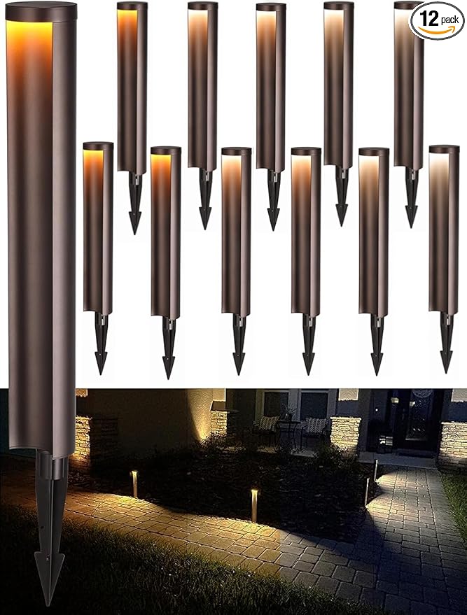 LEONLITE 5CCT Low Voltage Landscape Lights, 5W Anti-Glare LED Pathway Lights, Die-Casted Aluminum Housing, IP65 Waterproof for Outdoor Path Sidewalk Walkway, 1800K-5000K, ETL, Pack of 12