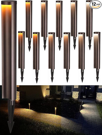 LEONLITE 5CCT Low Voltage Landscape Lights, 5W Anti-Glare LED Pathway Lights, Die-Casted Aluminum Housing, IP65 Waterproof for Outdoor Path Sidewalk Walkway, 1800K-5000K, ETL, Pack of 12