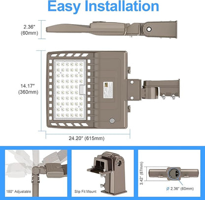 480V LED Parking Lot Light 240W 33600LM UL Listed LED Street Light IP65 5000K Commercial Shoebox Light for Stadium Driveway (277-480VAC Input)