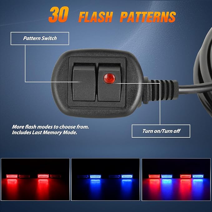 Nilight 40LED Blue Red Emergency Strobe Traffic Advisor Light Bar with Suction Cups Dash Safety Warning Hazard Flashing Lights Interior Front/Rear Windshield for Trucks Construction Vehicles