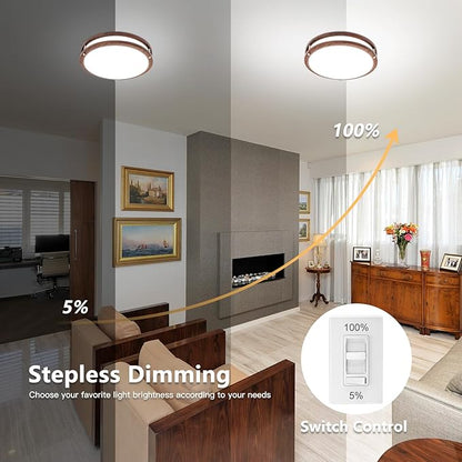 Flush Mount Ceiling Light - 2 Pack 36W 3000K/3500K/4000K/5000K/6000K Dimmable Led Ceiling Light Fixture for Kitchen Hallway Bedroom Bathroom (2, Nussbaum, 12 Inch)
