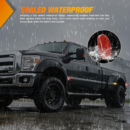 Nilight Wheel Fender Side Marker Lights 4 PCS 3 LED Red Amber Front Rear Clearance Light Plug And Play PC Lens Compatible With 2011-2022 F250 F350 F450 F550 Super Duty