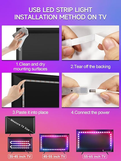 Tyute TV LED Lights, 18.0ft LED Lights for 40-75 Inch TV Behind Lighting, RGB Color Changing TV Backlight with APP & Remote Control, Music Sync USB LED Strip Light for Bedroom Gaming Room Decor