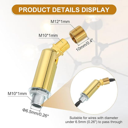 MECCANIXITY Sloped Ceiling Adapter, 180 Degree 46x15mm M10 Fine Thread Sloped Ceiling Light Fixture Adapter Kit for Ceiling Pendant Light Chandelier Track Suspend(Bright Gold)