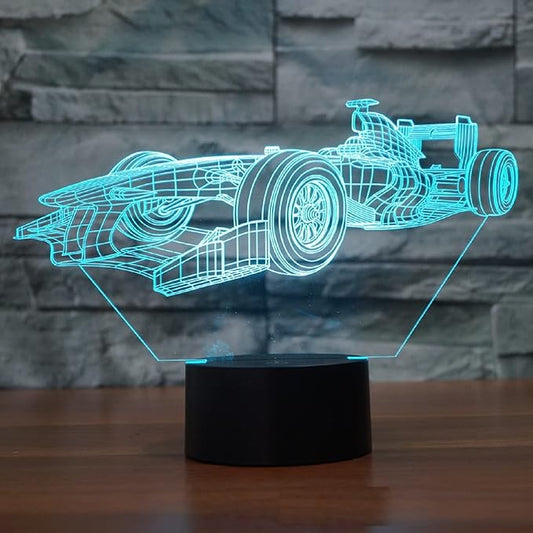 3D Racing Car LED Night Light, 16 Color Changing Lamp with Remote Control, Birthday Gift