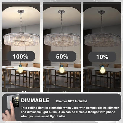 Crystal Chandelier Chrome 18-Lights 3-Tier Modern Luxury Pendant Ceiling Lights Fixture for Dining Room Living Room Bedroom Chandeliers Lighting