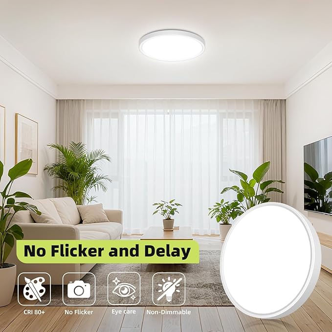 hepside 6PACK Flush Mount LED Ceiling Light Fixture 5CCT 9Inch 18W & 200W Equivalent Closet Light Fixture,Small Round Slim Surface Ceiling Lamp for Hallway,Bathroom,Bedroom,Kitchen,Interior