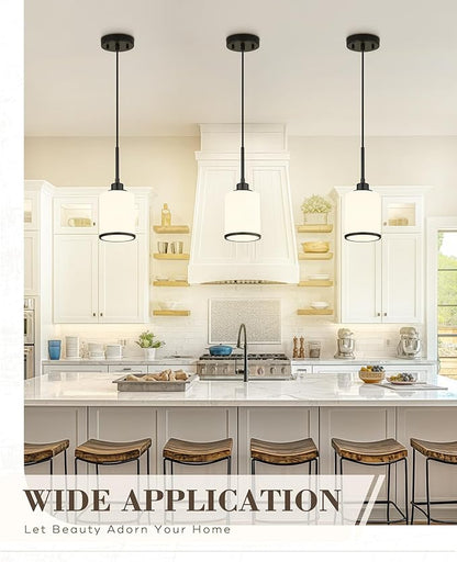 Beionxii Pendant Lights Kitchen Island, Modern Kitchen Pendant Lighting Over Island with Clear Glass, Matte Black Pendant Light Fixtures for Sink, Dining Room, Entryway, BX-PL02MB-CG