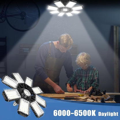 Aoretic LED Garage Lights Bulb 8 Panels 2 Pack -200W, 20000LM 6500K Led Shop Light with 8 Deformable Panels, Basement Barn Light Garage Ceiling Lights