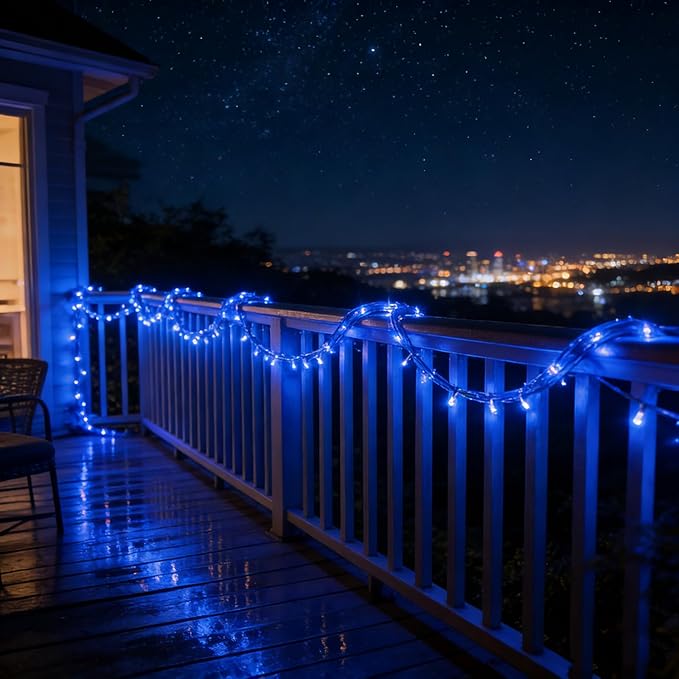Blue LED Rope Light, 20Ft LED Strip Lights Outdoor Waterproof Decorative Lighting for Indoor/Outdoor Decorations, Deck, Patio, Party and Bedroom Decorations