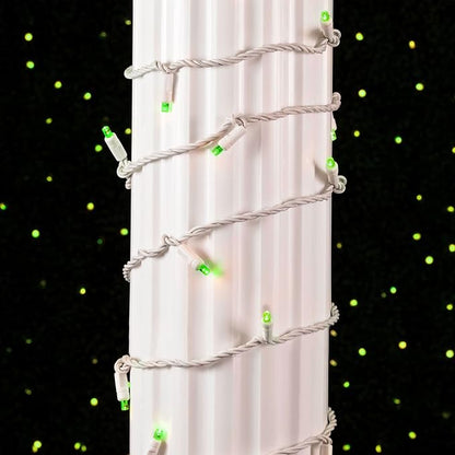 Novelty Lights 25ft Christmas String Lights, 50 Green LED Bulbs on White Wire, 6" Spacing, Connectable Indoor Outdoor Commercial Grade Lighting for Holidays Patio Weddings