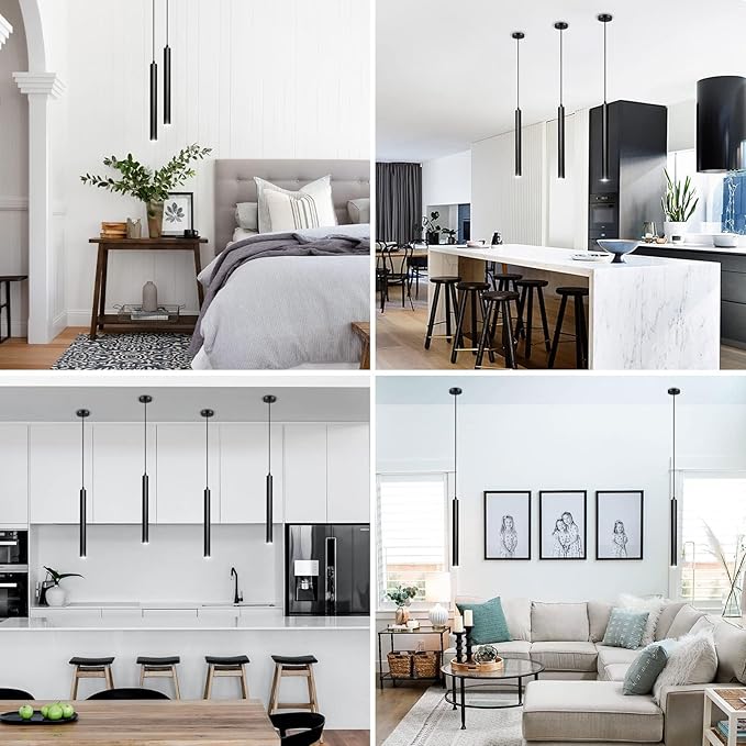 OKELI Modern Pendant Lights, 3 Color Temperature Adjustment LED Dimmable Pendant Light Fixtures, 2700K/4000K/6000K Pendant Lighting for Kitchen Island,Bar,Bedroom, 15.7inch, ETL, 1 Pack