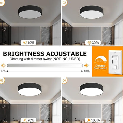 Flush Mount LED Ceiling Light, Dimmable 5CCT Modern Round Close to Ceiling Lighting Fixtures, Minimalist Black Ceiling Lamp,15.8 Inch