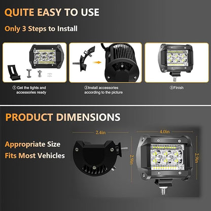 SAN YOUNG 30 Inch LED Light Bar Kits, (2) 30 In Slim LED Light Bars, (4) 4 Inch LED Pods, (2) 3 Meters Wiring Harness, 12V 24V Truck Car ATV RZR Tractor Work Lights, Waterproof Off Road Driving Lights