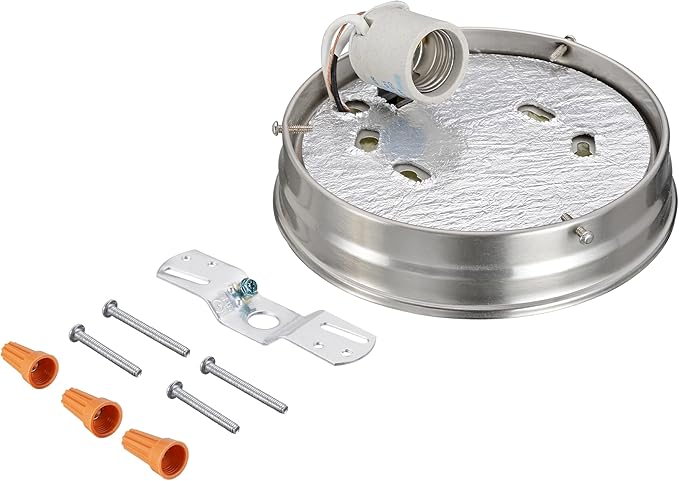 Aspen Creative 22106-09-1, Flush Mount Ceiling Fixture Shade Holder Kit in Brushed Nickel Finish 6-1/4" Fitter, 6-3/4" Diameter x 1-1/2" Height