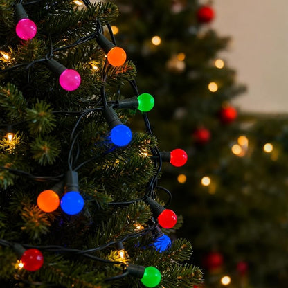 Colored Round Christmas Lights 13.5Ft Vintage Christmas Tree Light 50 LED Mini Multicolor Globe Lights, Plug in Fairy Xmas Light for Indoor Outdoor Home Party Fireplace Balcony Porch Patio Tree Decor