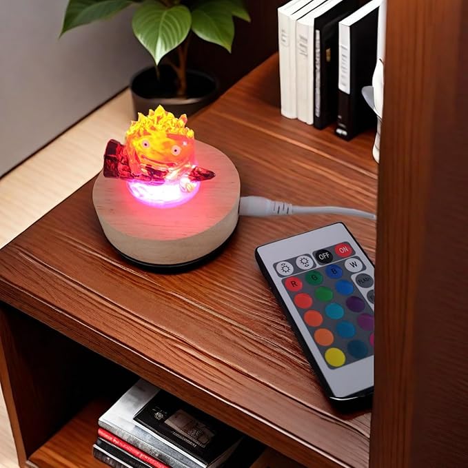 Calcifer Night Light with Remote Control - Multi-Color Adjustable LED Lamp Statue Inspired by Howl's Moving Castle