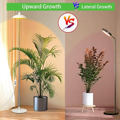 LED Floor Grow Lights for Indoor Plants, Corner Stand Full Spectrum Plant Growing Lamp, 10 Dimmable Levels Auto 3/6/9/12H Timer Grow Light, Height Adjustable for Large Tall Plants